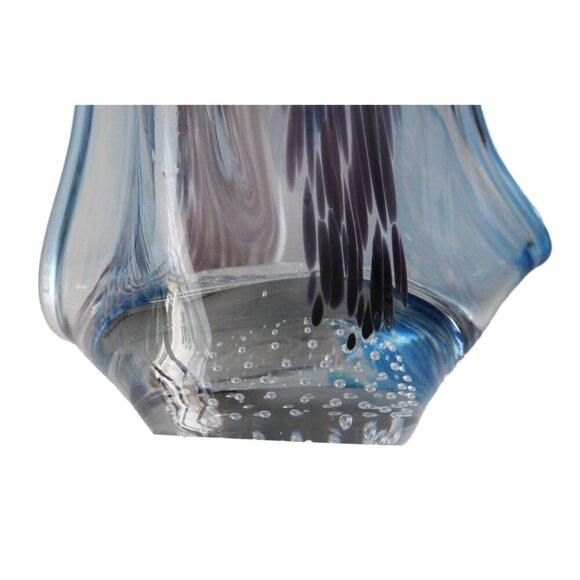 Vintage Art Glass Controlled Bubbles Handkerchief Vase MCM - Picture 7 of 9